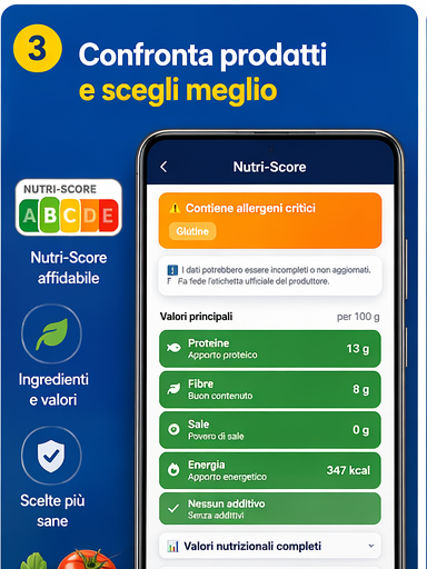 Nutri-Score nell'app ShopList CaSa